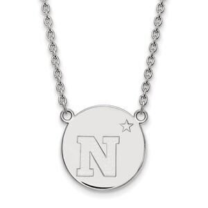 Sterling Silver U.S. Naval Academy Large 'N' Star Disc Necklace